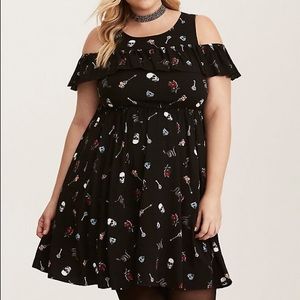 Torrid Rocker Ruffle Cold Shoulder Mini Dress Sz 3